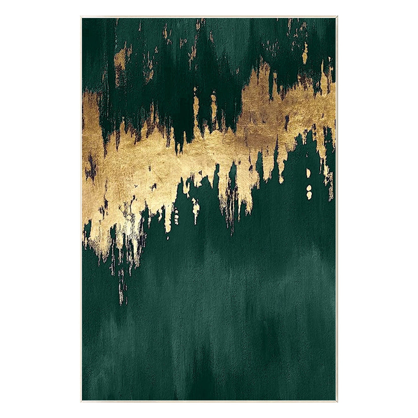 Emerald Green Gold Foil Painting: Large Abstract Canvas Wall Art #10