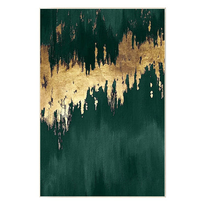 Emerald Green Gold Foil Painting: Large Abstract Canvas Wall Art #10