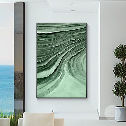 Emerald Green Textured Abstract Painting: Modern Nordic Wall Art #3