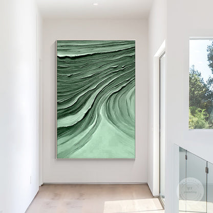 Emerald Green Textured Abstract Painting: Modern Nordic Wall Art #4