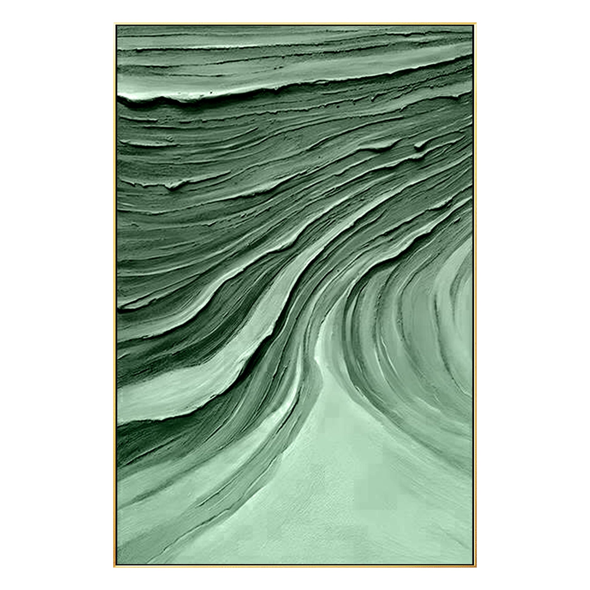 Emerald Green Textured Abstract Painting: Modern Nordic Wall Art #7