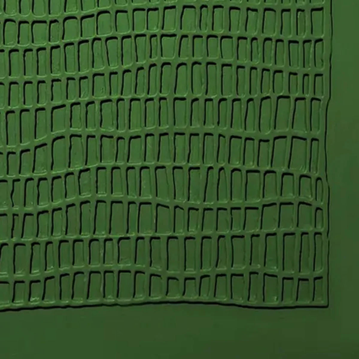 EMERALD GRID: Minimalist Textured Abstract Oil Painting | rectangular format, hand-painted canvas edge