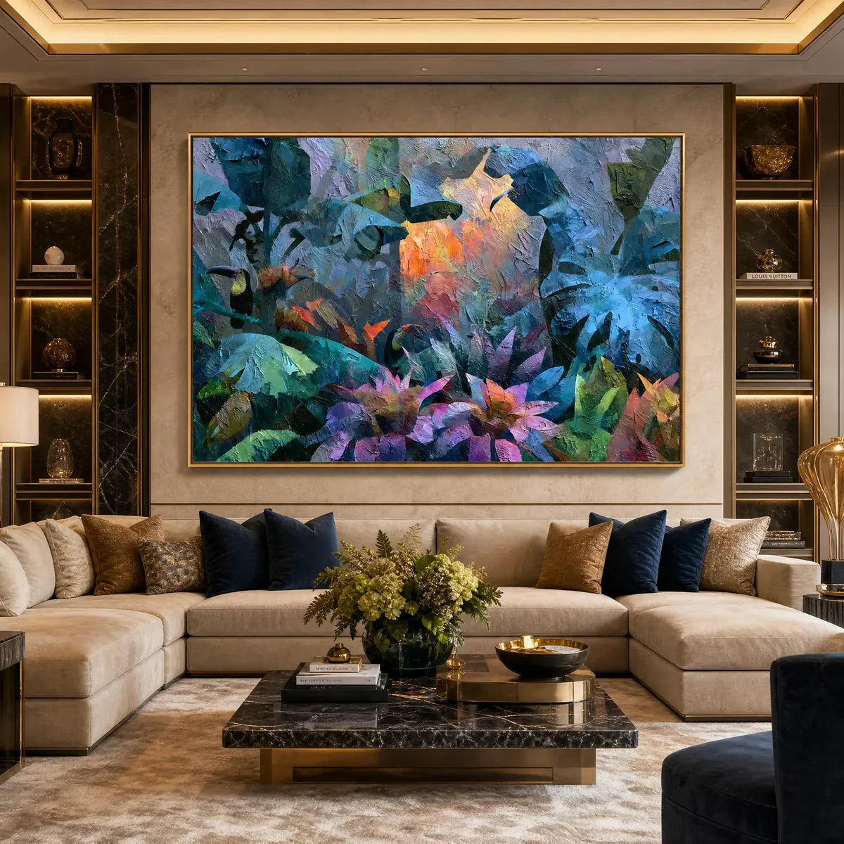 EMERALD HIDEAWAY Impasto Jungle Painting | rolled canvas, ready for custom framing