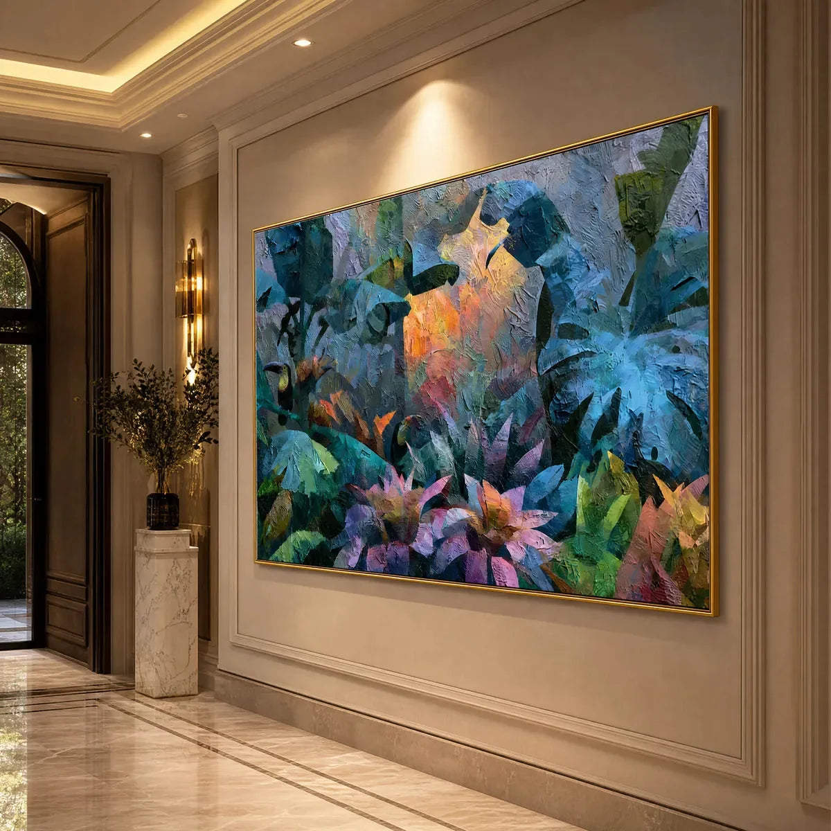 EMERALD HIDEAWAY Impasto Jungle Painting | tropical impasto mood, soft natural light studio
