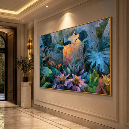 EMERALD HIDEAWAY Impasto Jungle Painting | tropical impasto mood, soft natural light studio