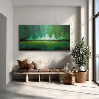 EMERALD HORIZON | Abstract closeup, raised brushwork detail