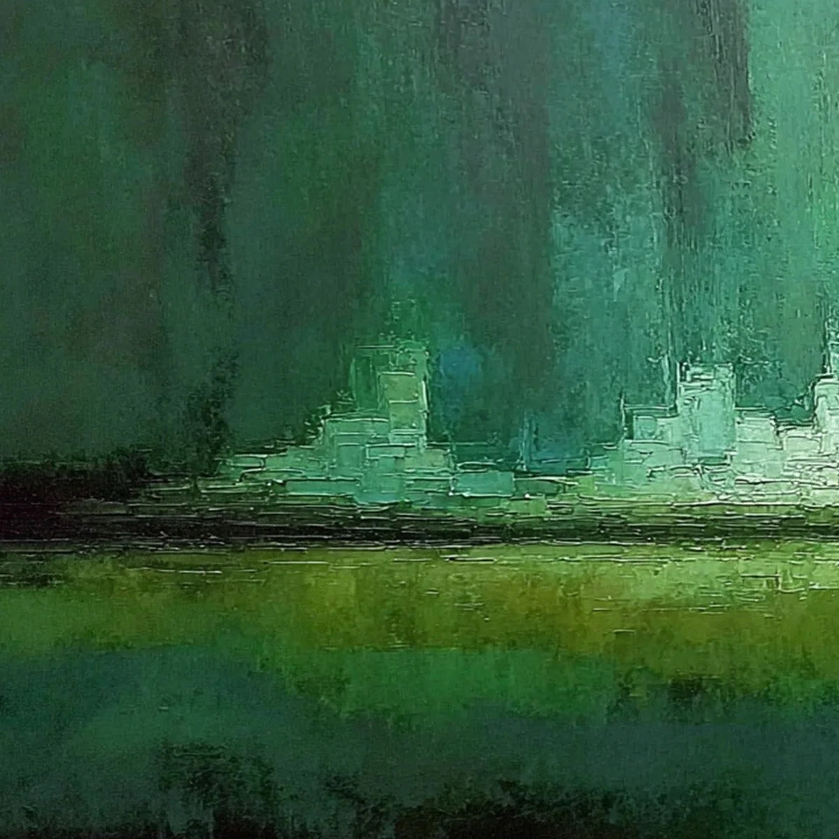 EMERALD HORIZON | rectangular format, hand-painted canvas edge