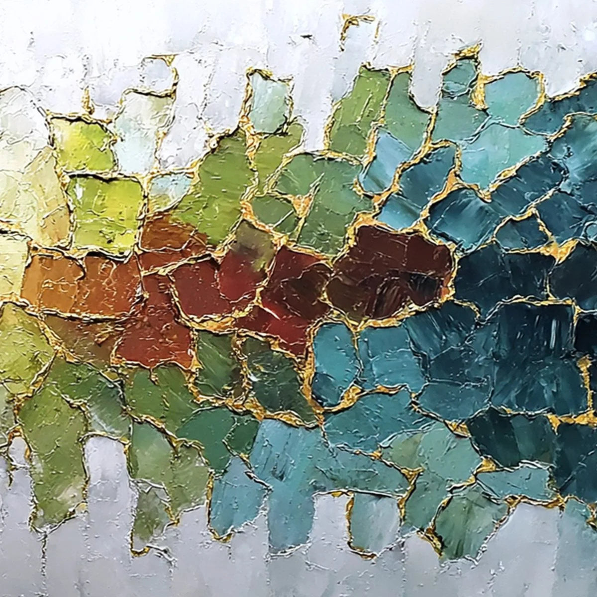 EMERALD HORIZON: Large Textured Abstract Landscape Painting with Gold Accents | rolled canvas, ready for custom framing