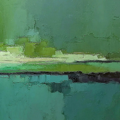 EMERALD HORIZON: Large Textured Abstract Seascape Oil Painting | rolled canvas, ready for custom framing