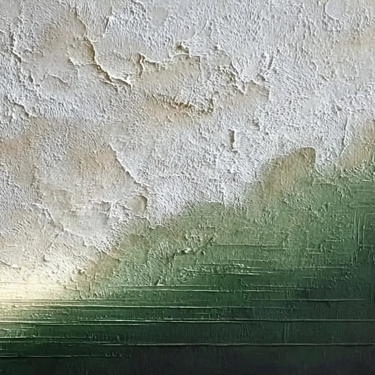 EMERALD HORIZON: Textured Wabi Sabi Abstract Landscape Painting | rolled canvas, ready for custom framing