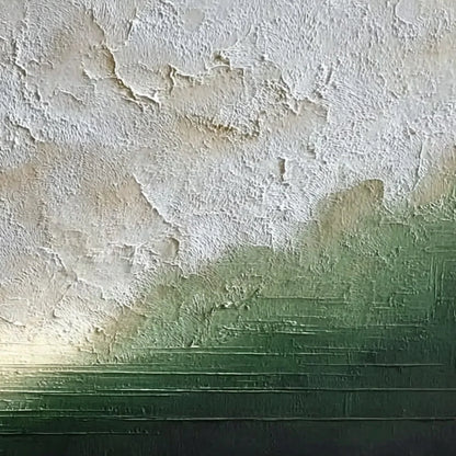 EMERALD HORIZON: Textured Wabi Sabi Abstract Landscape Painting | rolled canvas, ready for custom framing