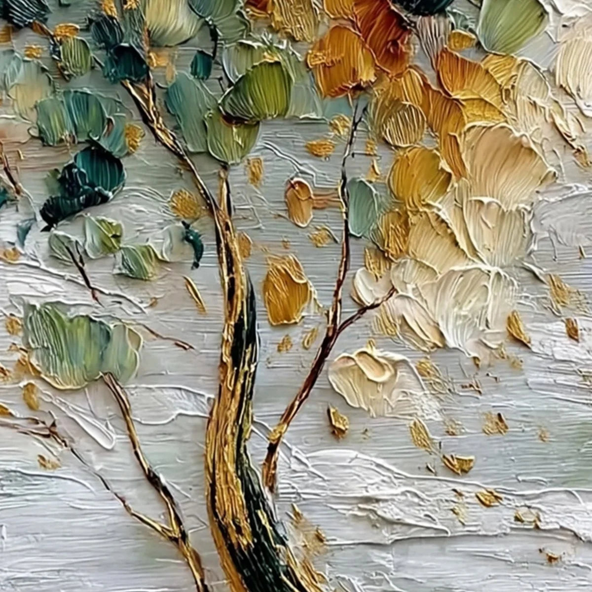 EMERALD JEWEL TREE: Textured Palette Knife Tree Painting with Golden Accents | rolled canvas, ready for custom framing