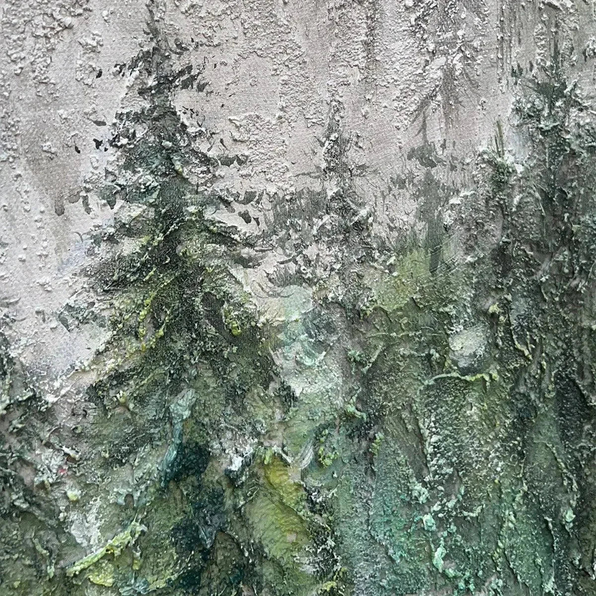EMERALD MIST: Panoramic Misty Forest Landscape Oil Painting | rectangular format, hand-painted canvas edge