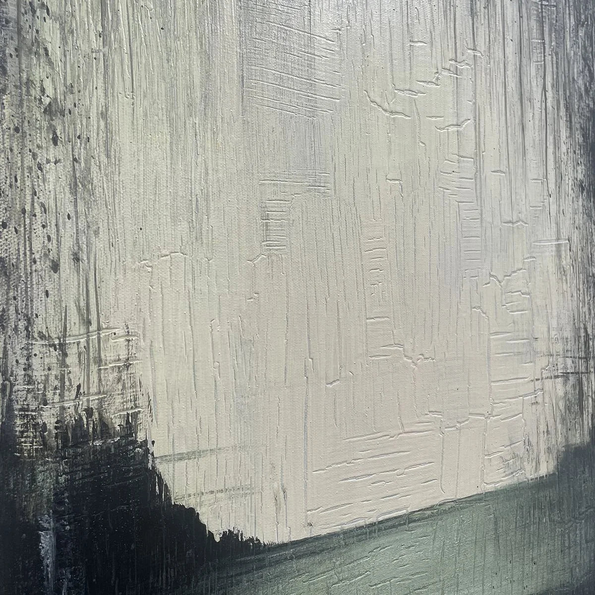 EMERALD MIST: Textured Wabi-Sabi Seascape Oil Painting | rolled canvas, ready for custom framing