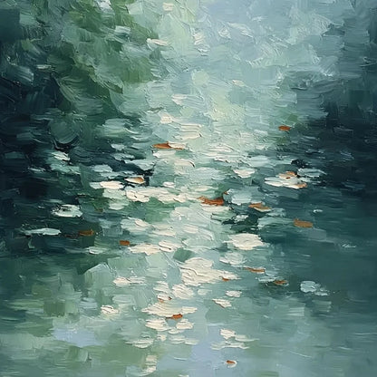 EMERALD REFLECTIONS: Textured Abstract Wabi Sabi Seascape Painting | rolled canvas, ready for custom framing