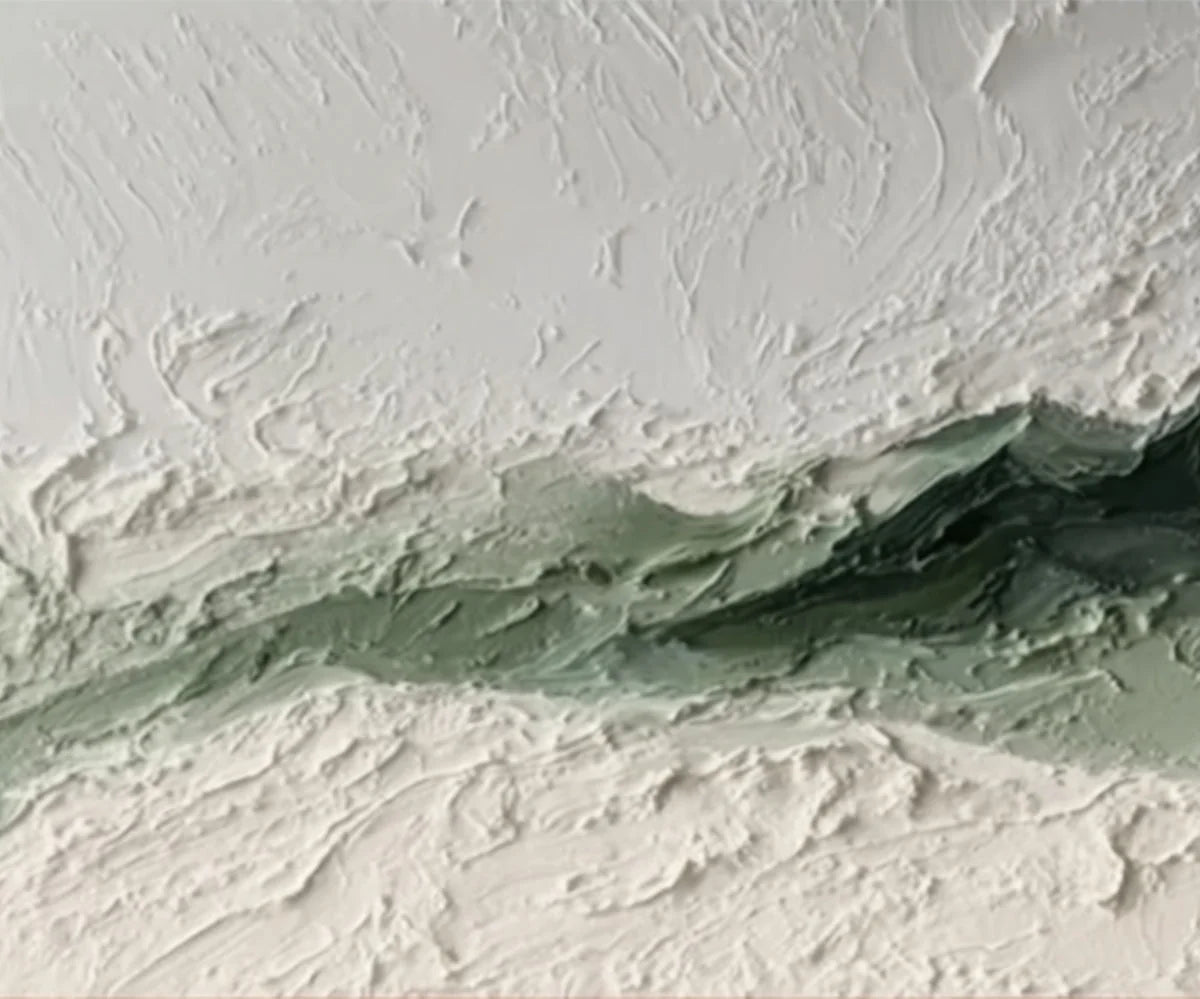 EMERALD RIDGE: Heavily Textured Wabi Sabi Abstract Landscape Painting | rolled canvas, ready for custom framing