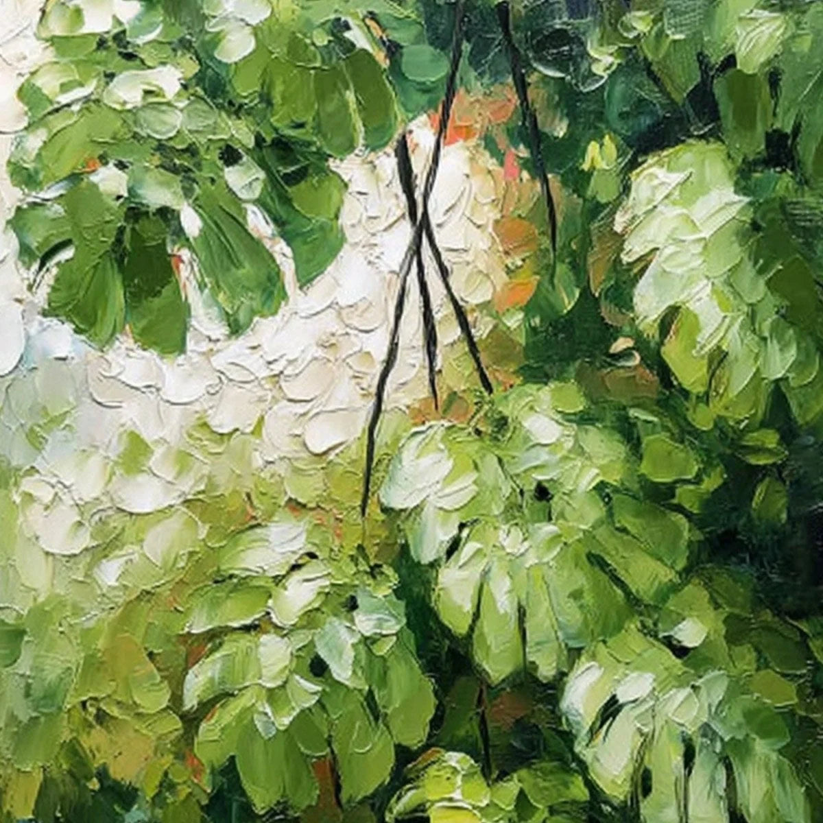 EMERALD SANCTUARY: Textured Green Monstera Leaf Impasto Oil Painting | rectangular format, hand-painted canvas edge