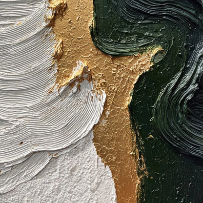 EMERALD SHORE: Textured Abstract Wabi Sabi Wall Art | rectangular format, hand-painted canvas edge