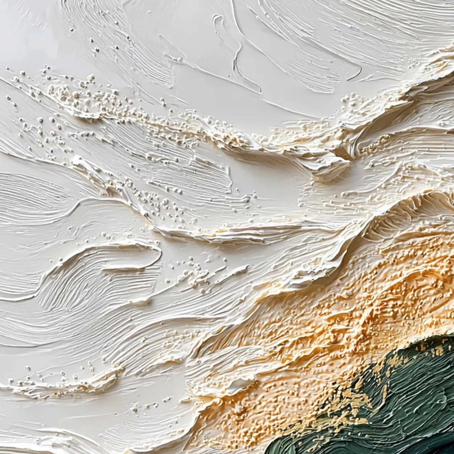 EMERALD SHORELINE: Large Textured Abstract Wabi Sabi Wall Art | rectangular format, hand-painted canvas edge