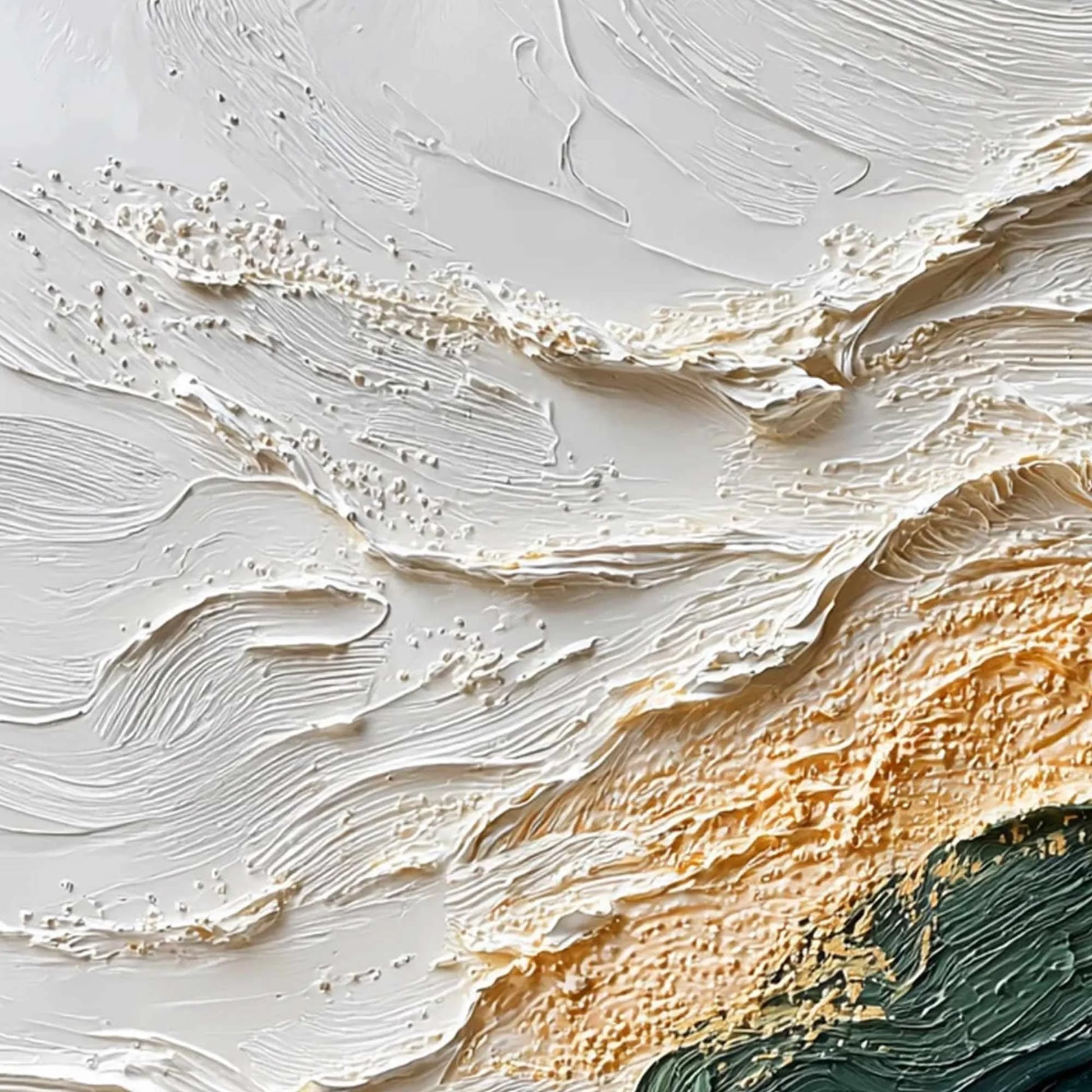 EMERALD SHORELINE: Large Textured Abstract Wabi Sabi Wall Art | rectangular format, hand-painted canvas edge