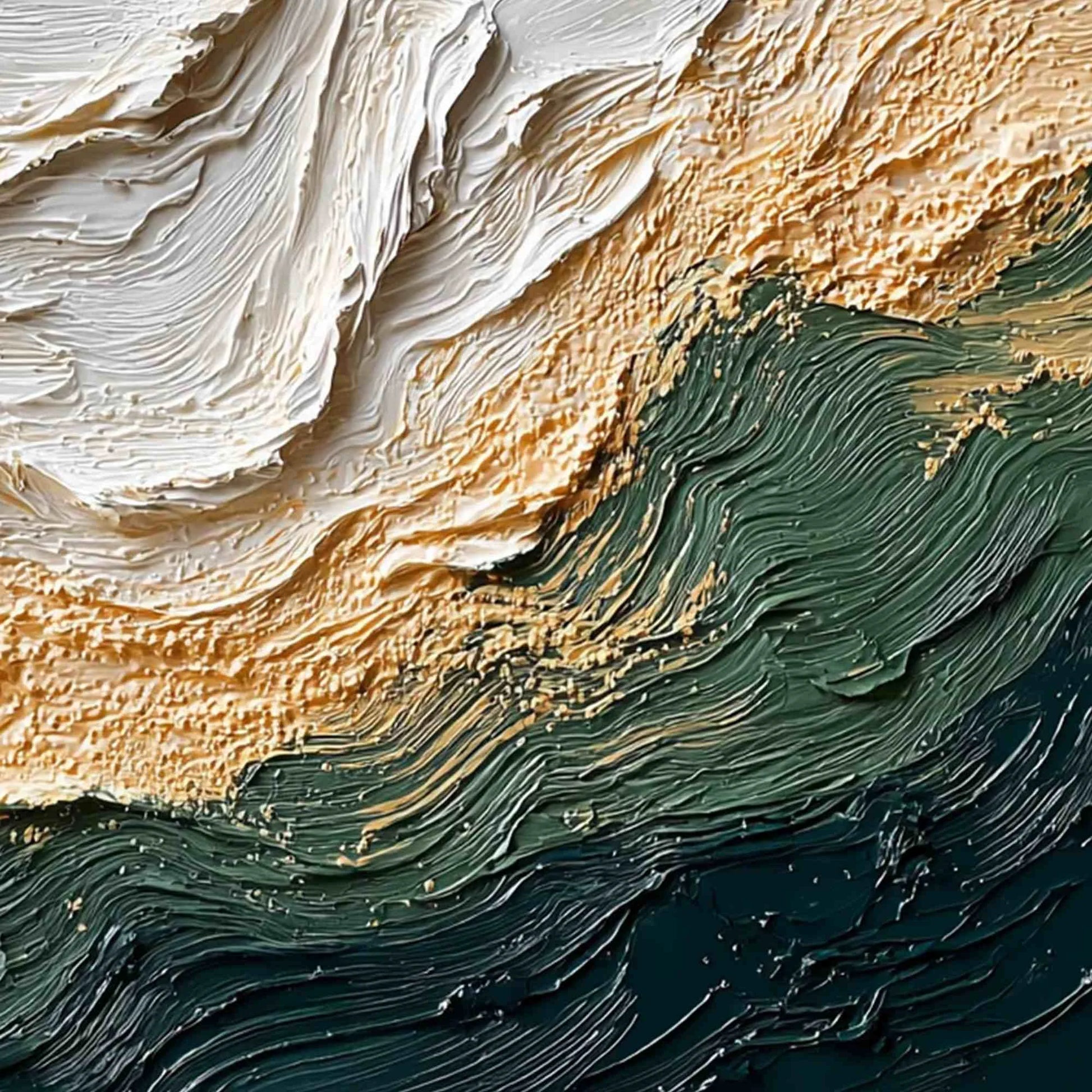 EMERALD SHORELINE: Large Textured Abstract Wabi Sabi Wall Art | rolled canvas, ready for custom framing