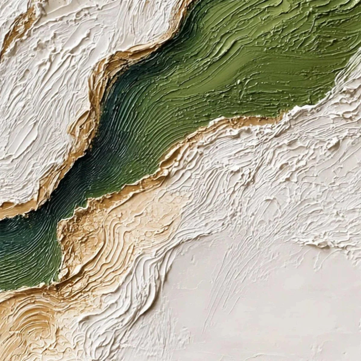 EMERALD SHORELINE: Textured Wabi Sabi Abstract Coastal Landscape Painting | rolled canvas, ready for custom framing