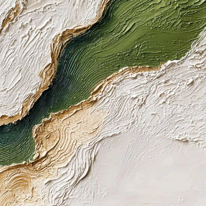 EMERALD SHORELINE: Textured Wabi Sabi Abstract Coastal Landscape Painting | rolled canvas, ready for custom framing