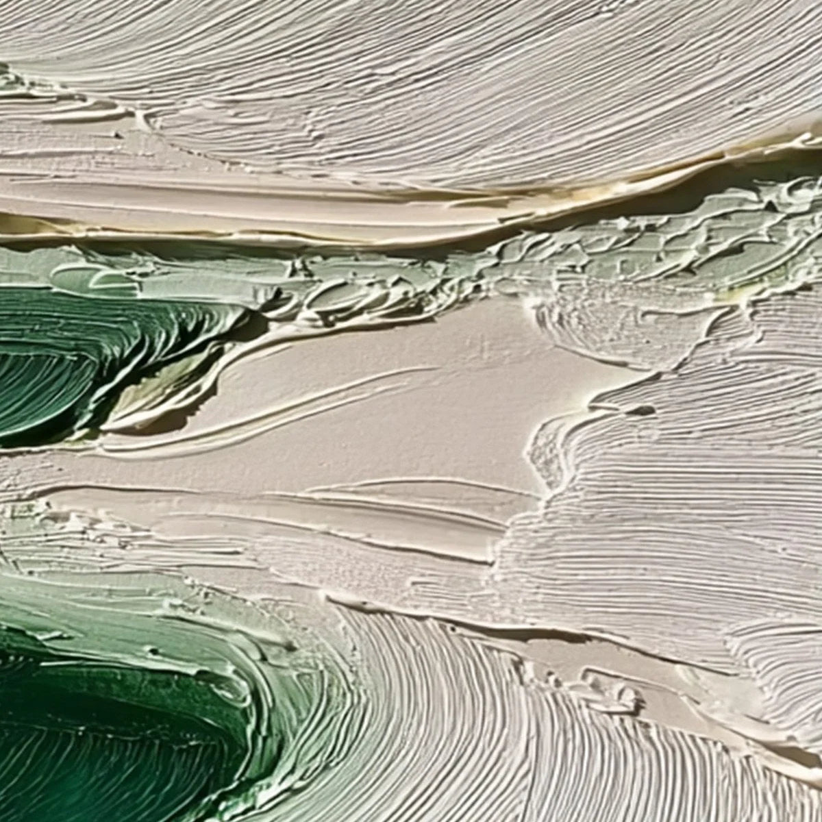 EMERALD TIDE: Textured Wabi Sabi Abstract Coastal Painting | rectangular format, hand-painted canvas edge