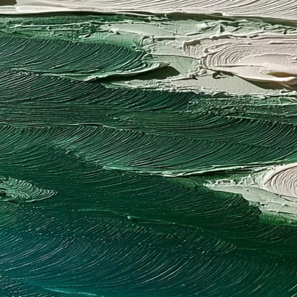 EMERALD TIDE: Textured Wabi Sabi Abstract Coastal Painting | rolled canvas, ready for custom framing