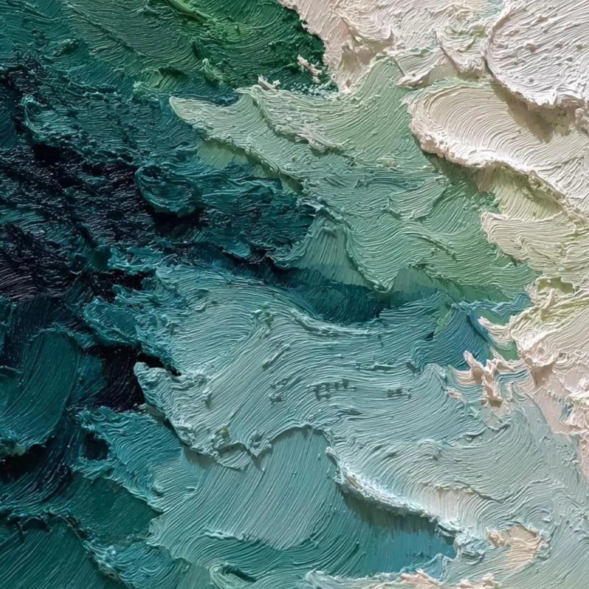 EMERALD TIDE: Textured Wabi Sabi Abstract Painting | rolled canvas, ready for custom framing