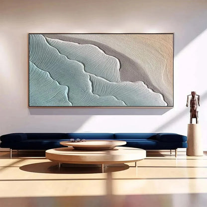 EMERALD WAVES: Textured Abstract Seascape Painting in Teal | Abstract closeup, raised brushwork detail