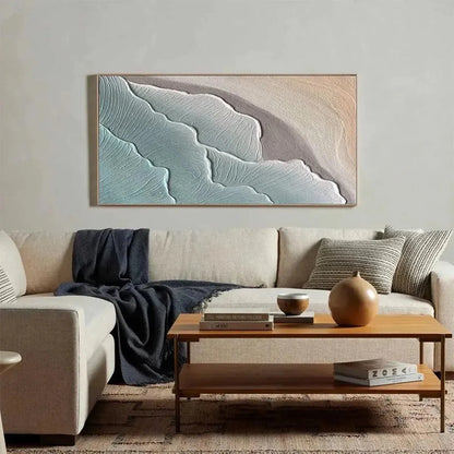 EMERALD WAVES: Textured Abstract Seascape Painting in Teal | rolled canvas, ready for custom framing