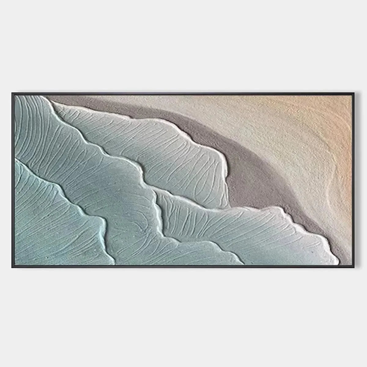 EMERALD WAVES: Textured Abstract Seascape Painting in Teal | hanging in EMERALD WAVES: Textured Abstract Seascape Painting in Teal featuring layered textured brushwork in refined tones; abstract co...