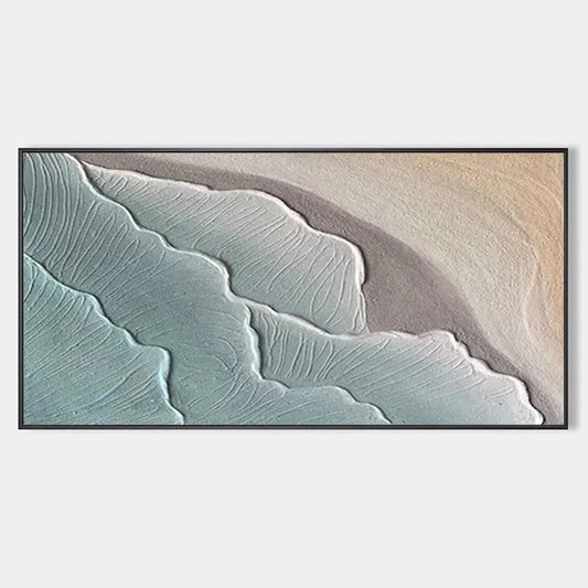 EMERALD WAVES: Textured Abstract Seascape Painting in Teal | hanging in EMERALD WAVES: Textured Abstract Seascape Painting in Teal featuring layered textured brushwork in refined tones; abstract co...