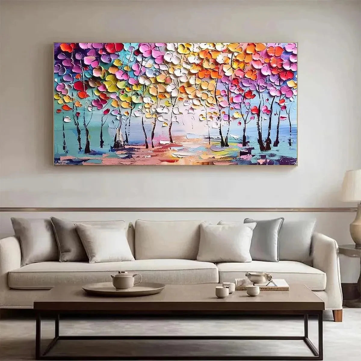 ENCHANTED FOREST: Textured Impasto Forest Painting in Vibrant Colors | Abstract mood, soft natural light studio shot