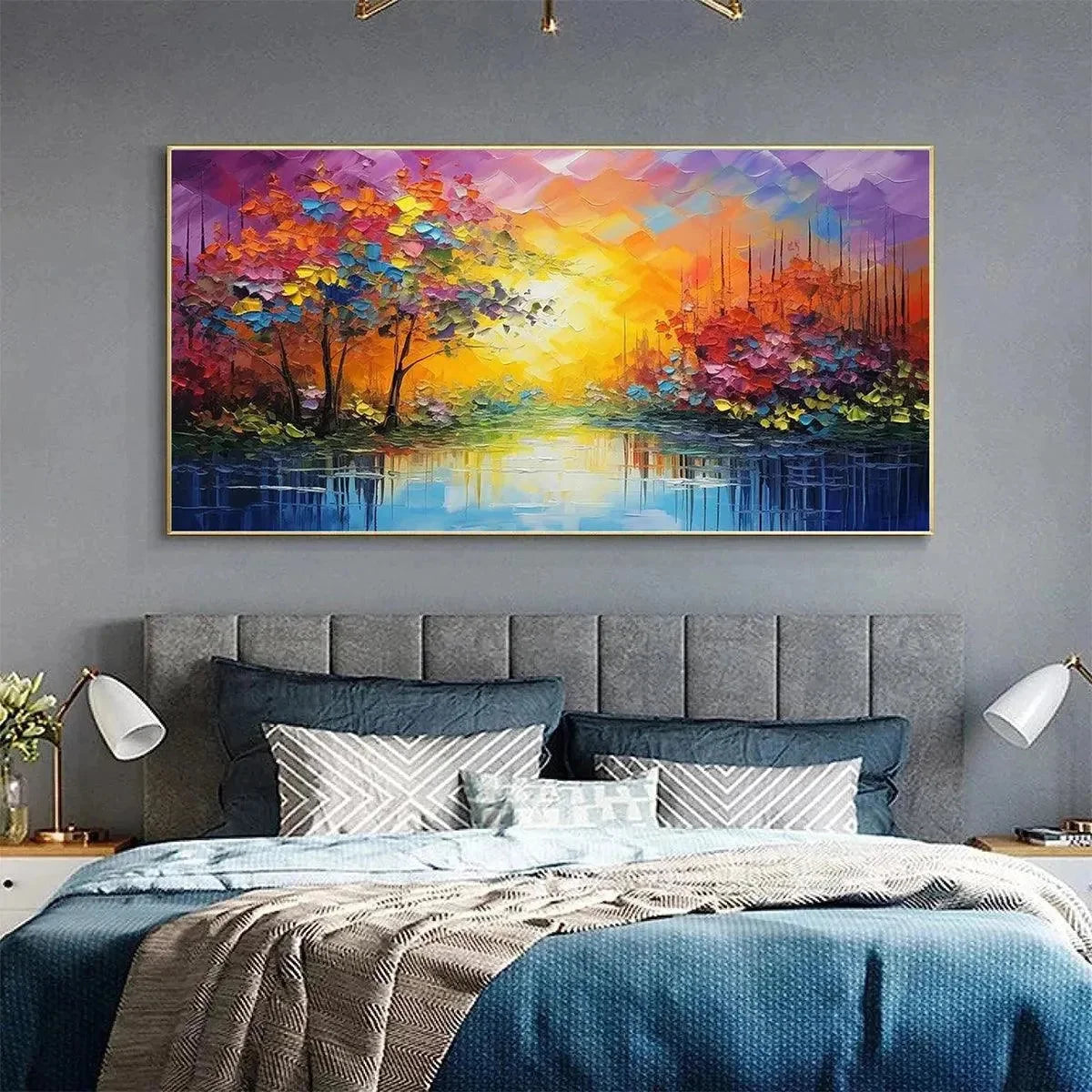 ENCHANTED RIVERVIEW: Colorful Landscape Painting | Landscape mood, soft natural light studio shot