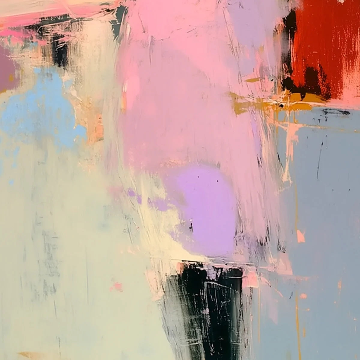 ENIGMA IN PINK: Modern Abstract Figurative Portrait Painting | rolled canvas, ready for custom framing