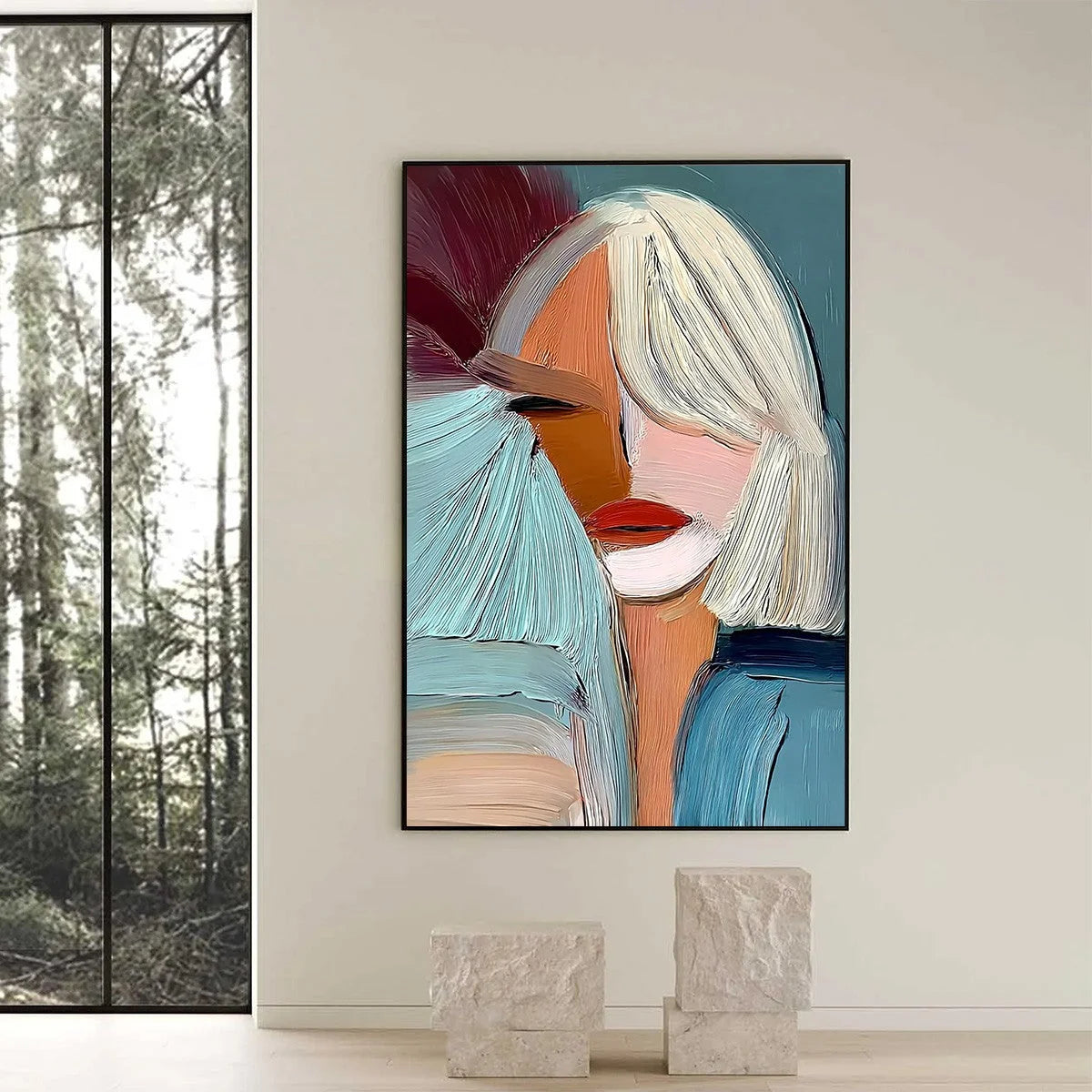 ENIGMA: Modern Abstract Portrait Painting of a Woman | Figurative closeup, raised brushwork detail