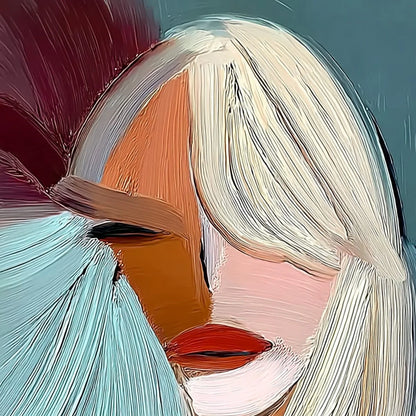 ENIGMA: Modern Abstract Portrait Painting of a Woman | rectangular format, hand-painted canvas edge
