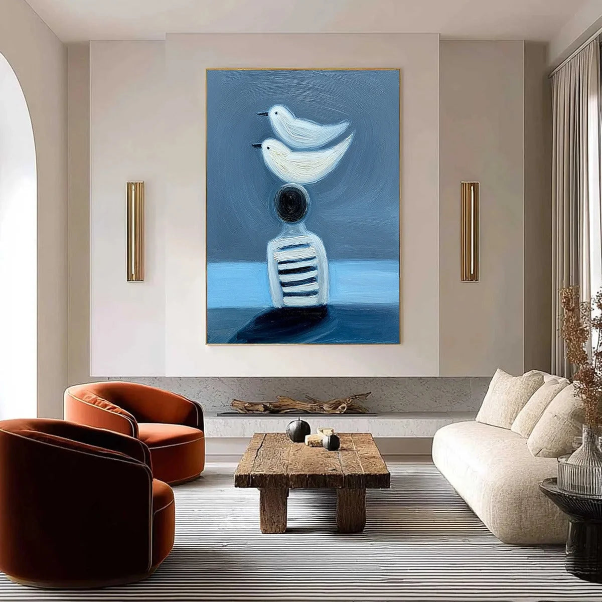 EQUILIBRIUM: Serene Blue Textured Figurative Oil Painting | Figurative closeup, raised brushwork detail