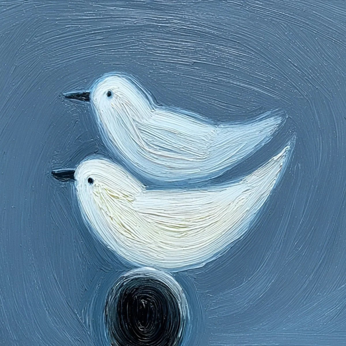 EQUILIBRIUM: Serene Blue Textured Figurative Oil Painting | rectangular format, hand-painted canvas edge