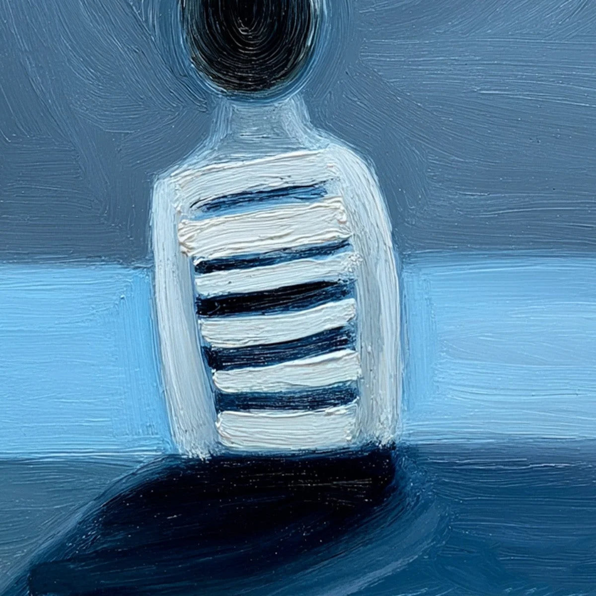EQUILIBRIUM: Serene Blue Textured Figurative Oil Painting | rolled canvas, ready for custom framing