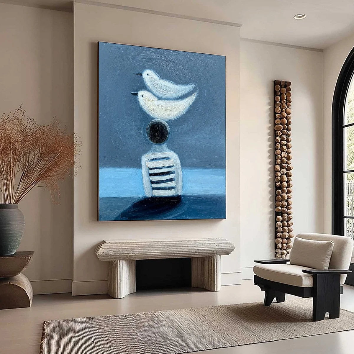 EQUILIBRIUM: Serene Blue Textured Figurative Oil Painting | blue palette, original Hand-painted on premium stretched canvas using artist-grade oils; rich layered surface combines smooth gradients w...