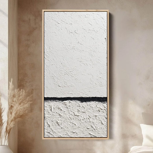 EQUILIBRIUM: Textured Black and White Minimalist Painting
