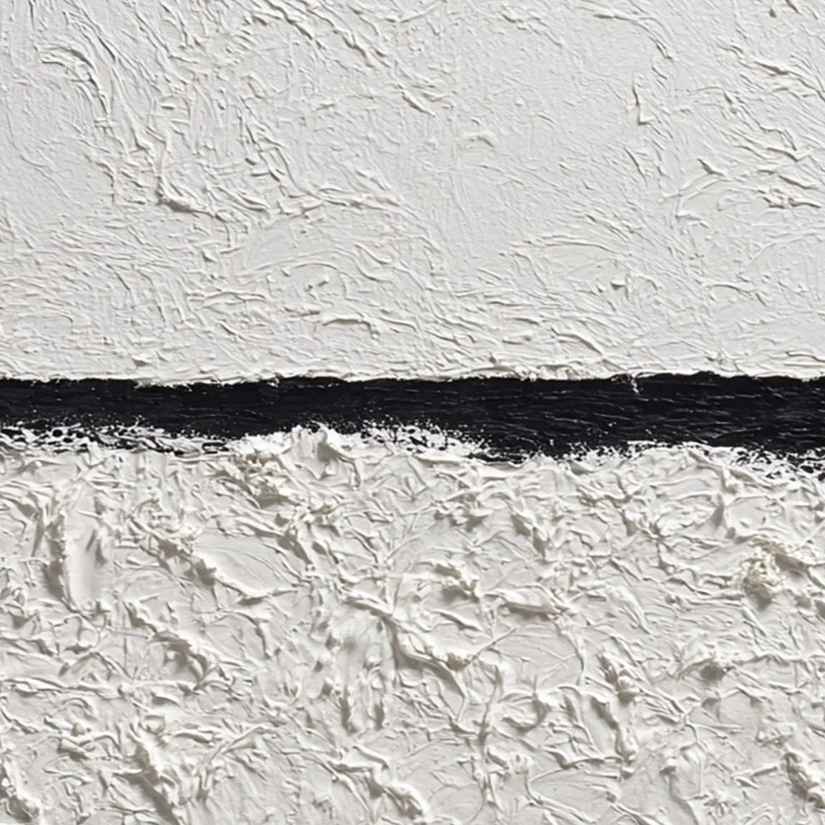 EQUILIBRIUM: Textured Black and White Minimalist Painting | rectangular format, hand-painted canvas edge