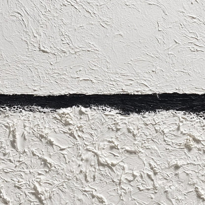 EQUILIBRIUM: Textured Black and White Minimalist Painting | rectangular format, hand-painted canvas edge