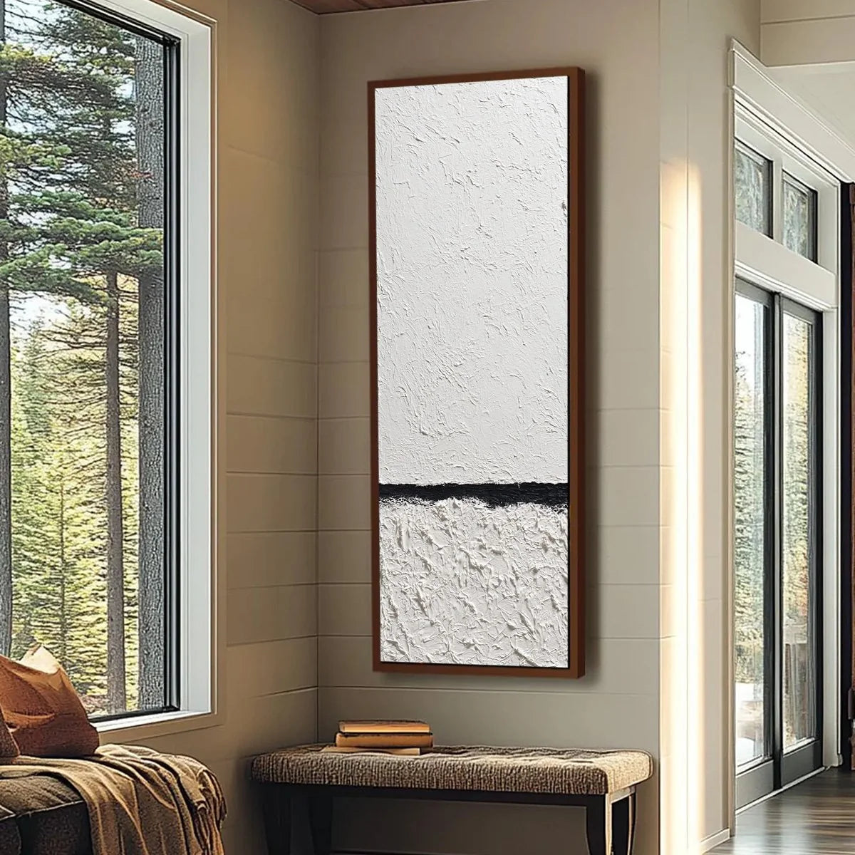 EQUILIBRIUM: Textured Black and White Minimalist Painting | Minimalist mood, soft natural light studio shot