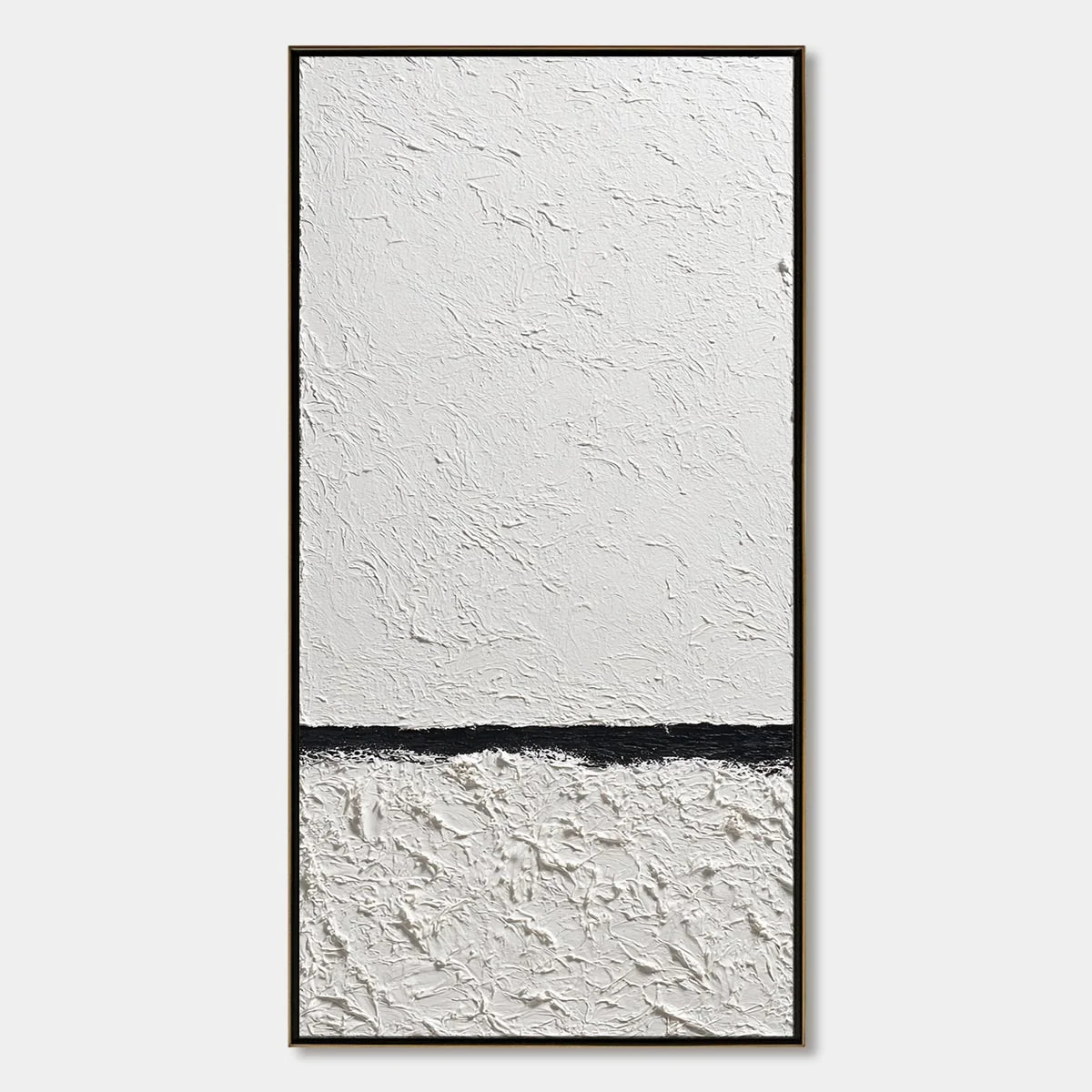 EQUILIBRIUM: Textured Black and White Minimalist Painting | hanging in EQUILIBRIUM: Textured Black and White Minimalist Painting featuring layered textured brushwork in refined tones; minimalist co...