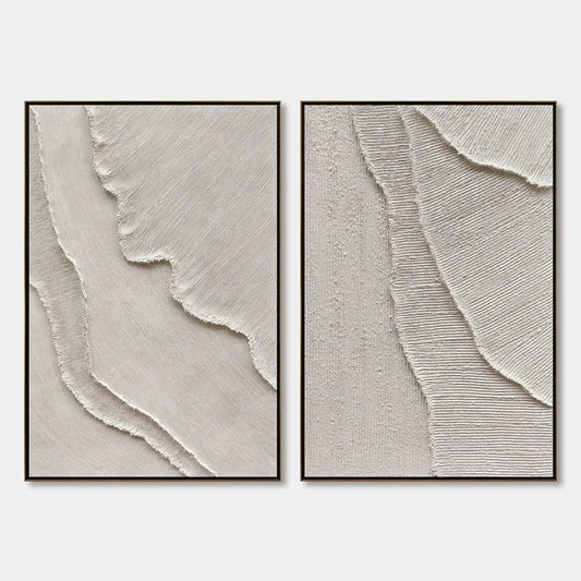 ETCHED IN STONE: Textured Minimalist Abstract Diptych | hanging in ETCHED IN STONE: Textured Minimalist Abstract Diptych featuring layered textured brushwork in refined tones; minimalist compositio...