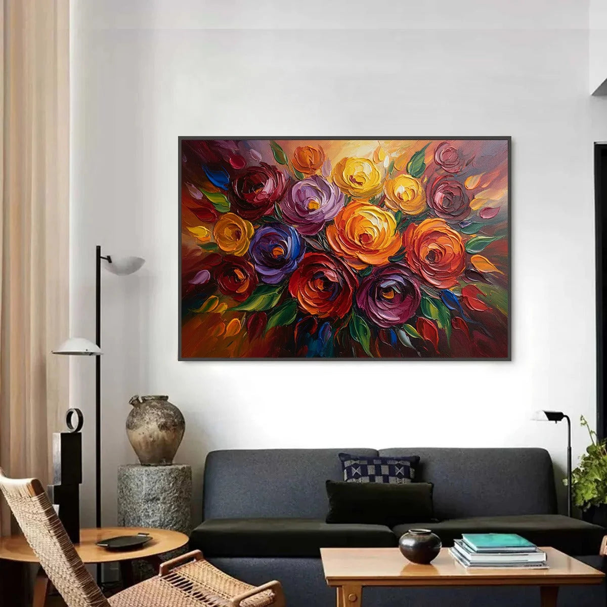 ETERNAL BLOOM: Colorful Textured Impasto Floral Oil Painting | Abstract closeup, raised brushwork detail
